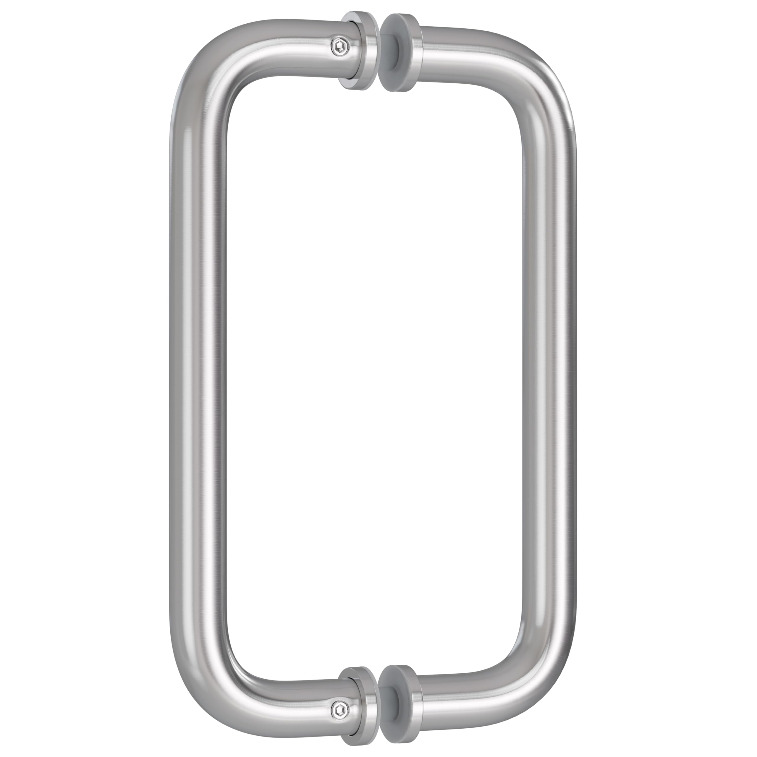 Ranbo Shower Glass Door Handle, 203mm (8 Inch) Hole Centres, Brushed Nickel, 304 Stainless Steel, 1.0mm Thick Tube, Fits 6–12mm (1/4"–1/2") Glass, for Bathroom Door Installation or Replacement.