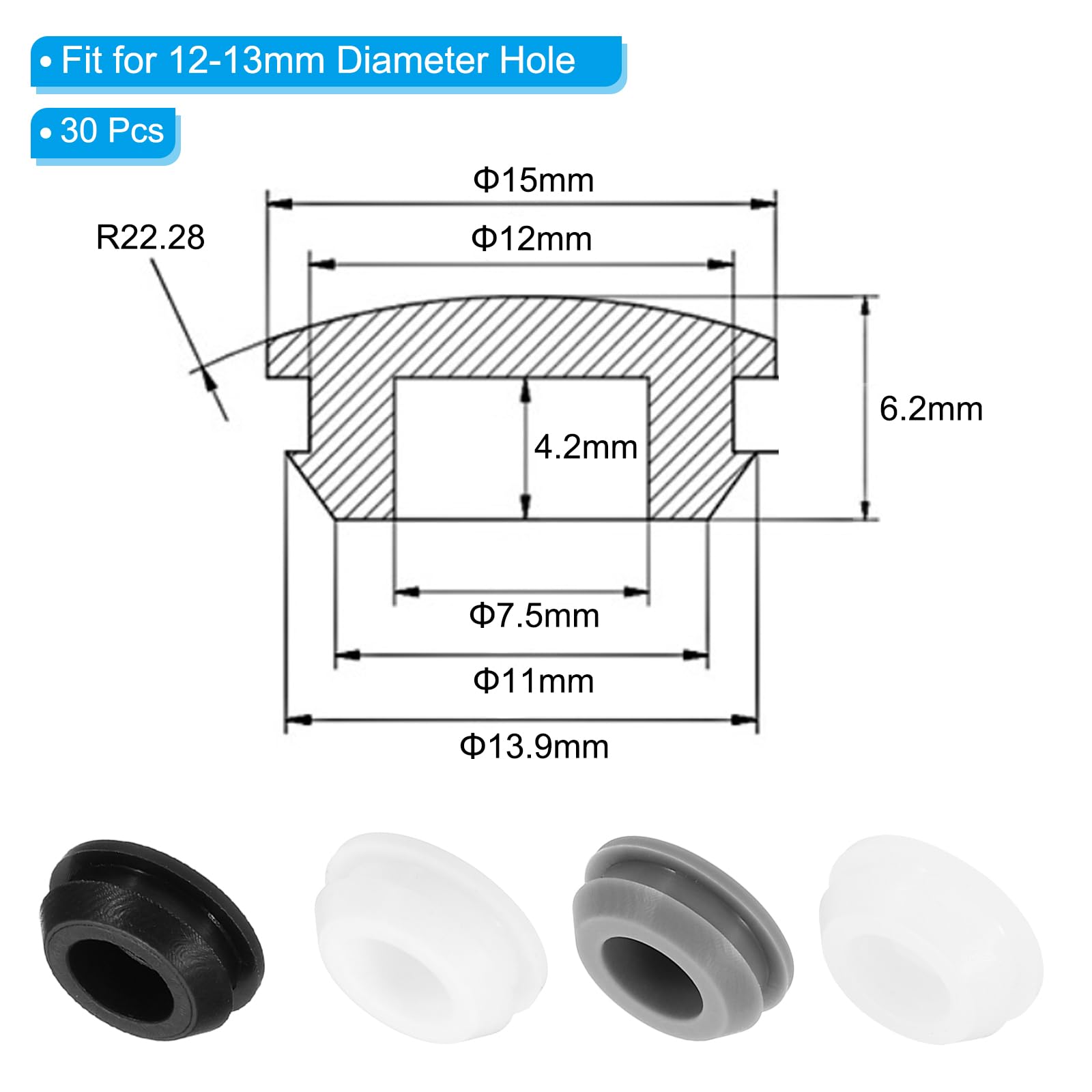 PATIKIL Siliconen ronde drukknop met een diameter van 12 mm, 30