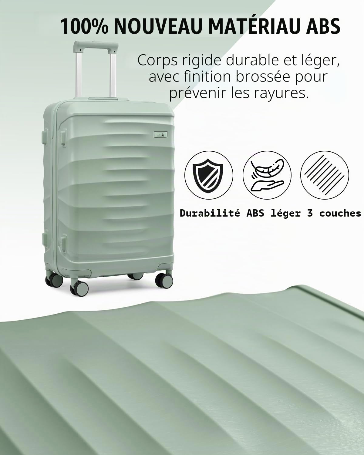 Sea choice Valise Rigide Cabine 55x40x20cm 3 Pièces Valises Légère ABS Durable avec Serrure TSA et Roues à 360° Trolley Voyage avec Trousse de Toilette et Sacs de Voyage