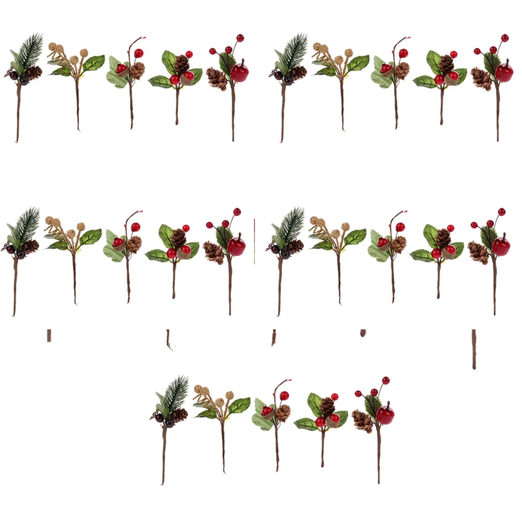 Hndhbfgrt 75Pcs Red Christmas Berry and Pine Cone Picks with Holly Branches for Holiday Floral Decor Flower Crafts