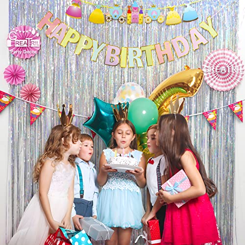 Image of Silver Foil Fringe Tinsel Backdrop - GREATRIL Metallic Tinsel Streamers Curtains for 2026 NYE /Prom /Dancing Ball /Christmas /Bachelorette Party Decorations - Pack of 2