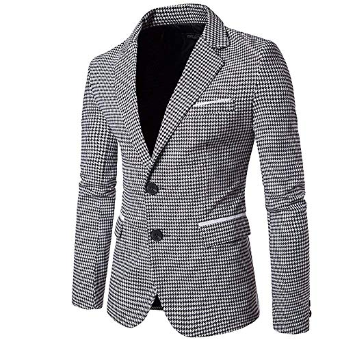 Cloudstyle Mens Clasic Fit Plaid Suit Jacket Single Breasted Daily Blazer Sport Coat