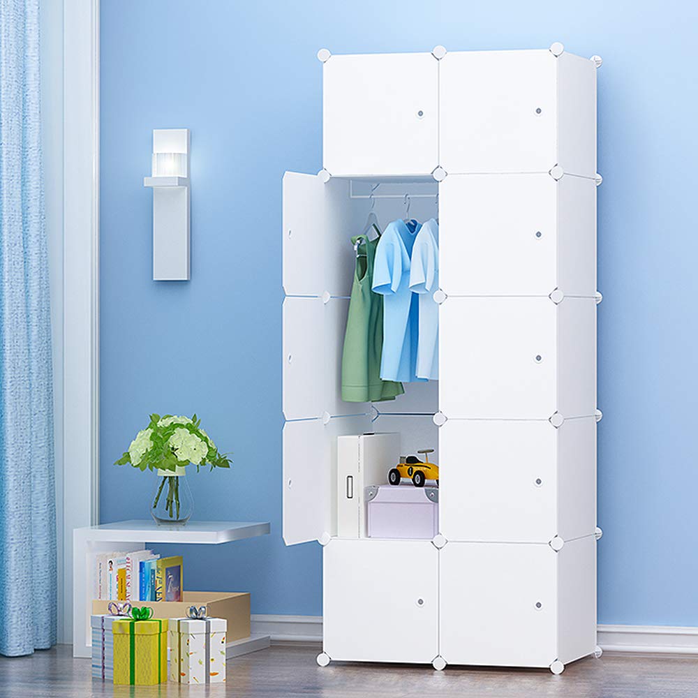 Premag Armoire Penderie Portable Storage Modulable Meuble Etageres De Rangement Diy Avec Blanc Portes Pour Vetements Chaussures Jouets Livres Bibelots 10 Cube Stickers Supplementaires Inclus Amazon Fr Cuisine Maison