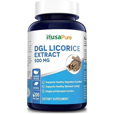 DGL Licorice Extract 500 mg 200 Veggie Capsules (Vegan,Non-GMO & Gluten-Free) - Supports Healthy Digestive & Respiratory Functions*