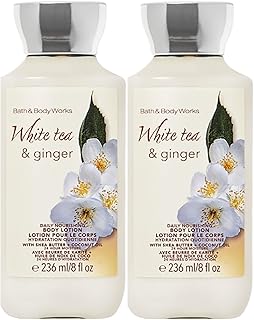 Bath and Body Works White Tea & Ginger Super Smooth Body Lotion Sets Gift For Women 8 Oz -2 Pack (White Tea & Ginger)