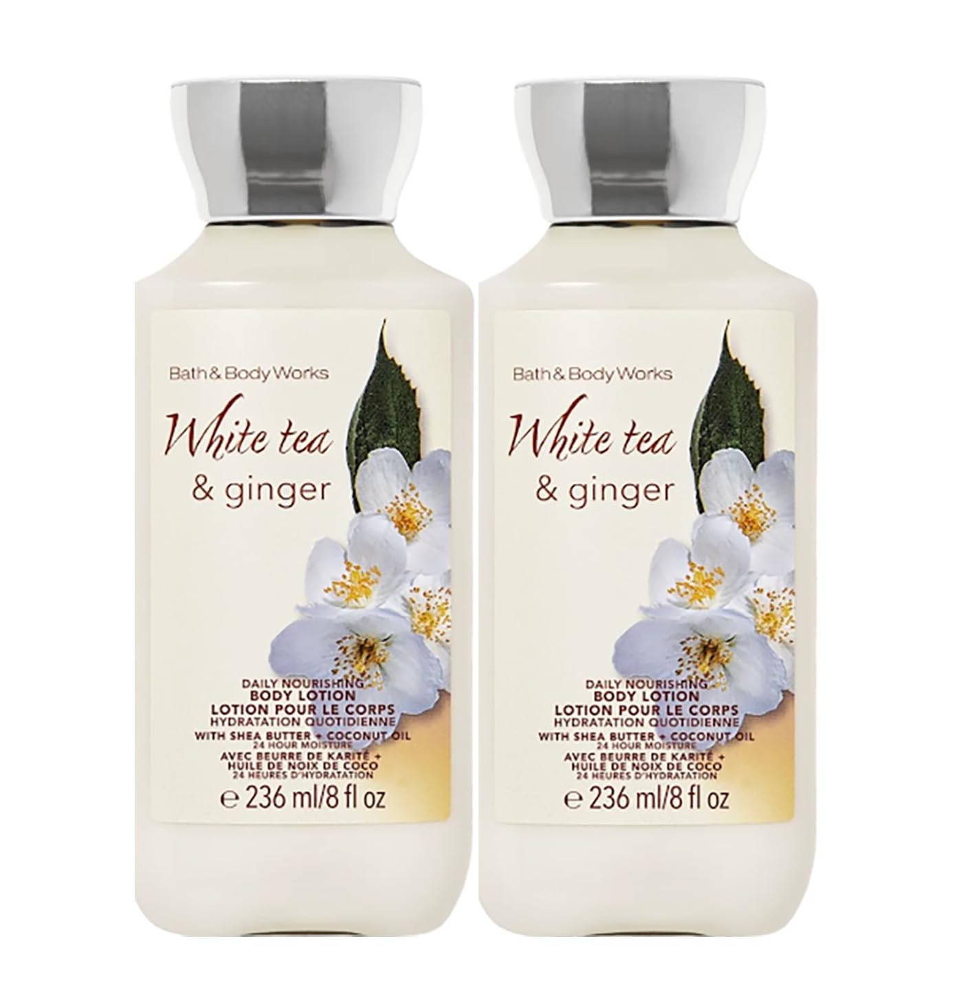 Bath and Body Works White Tea & Ginger Super Smooth Body Lotion Sets Gift For Women 8 Oz -2 Pack (White Tea & Ginger)