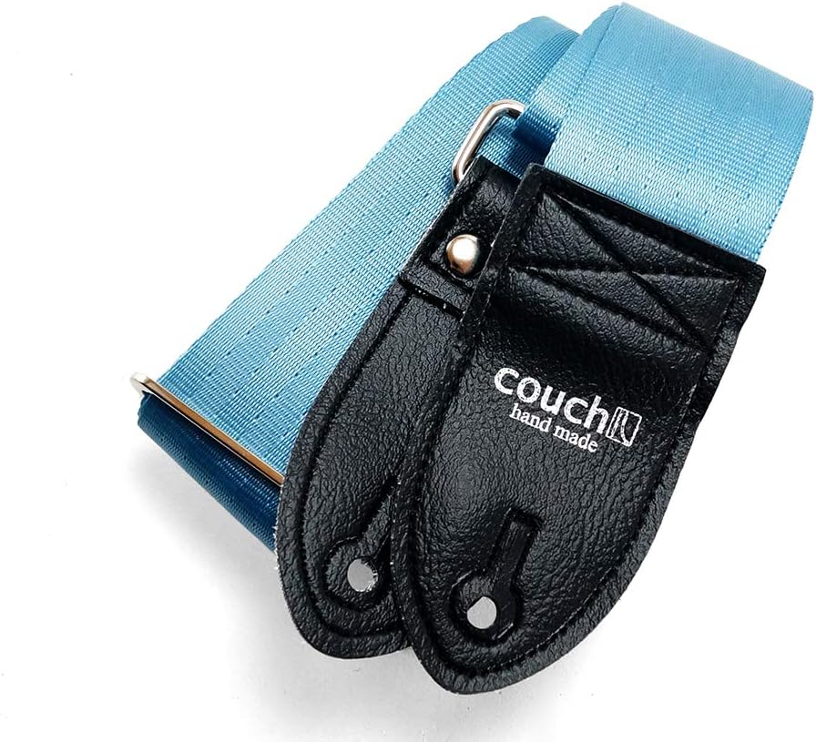 THE ORIGINAL RECYCLED SEATBELT GUITAR STRAP Made in USA by Couch Guitar Straps (Light Blue)