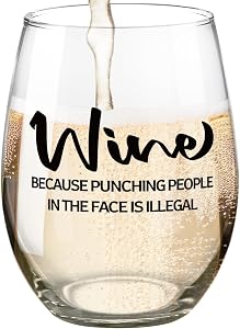 Fatbaby Funny Wine Glass For Women Coworkers, Sarcastic Gifts For Best Friends Sisters Besties, Christmas Birthday Mother's Day Gifts Stemless Wine Glass for Women 15 OZ