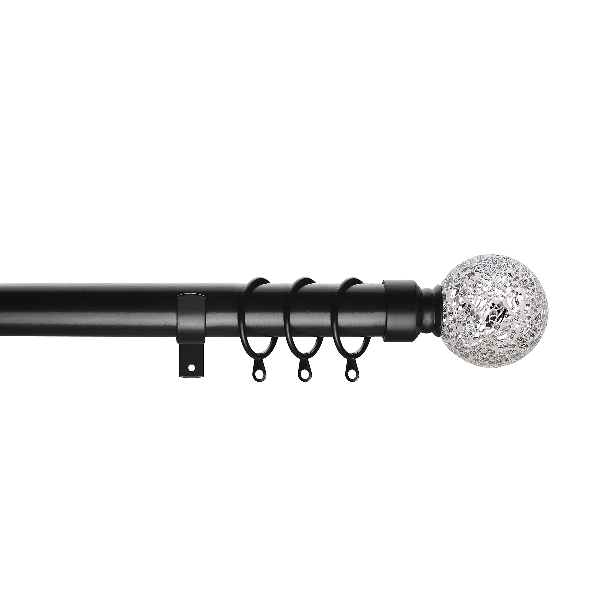 Home Harmony Black Home Harmony® Cut Glass Ball Finial Telescopic Extendable Curtain Pole Set In Or Silver And Matching Holdbacks Available (, 120-210 Cm)