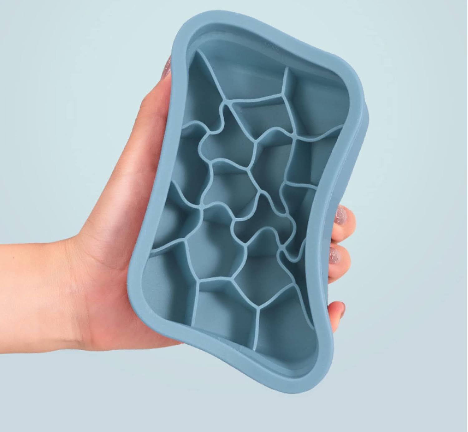 Molde de cubitos de hielo de tortuga suave Bandeja de hielo de silicona Bandeja de hielo con tapa Adecuado para bares y restaurantes 14,9 * 11,4 * 3,6 cm 2 piezas azul