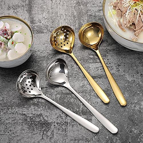 Miniatura 3 de Cucharón de sopa Skimmer Slotted Spoon Set Colador De Acero Inoxidable Colador De Salsa Olla Caliente - Plata