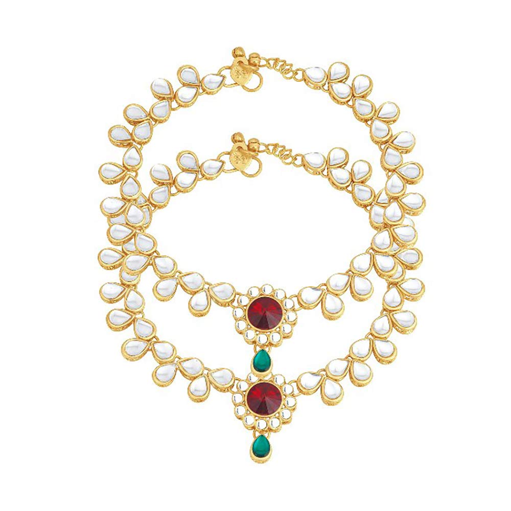 Sukkhi Brass Yellow Wedding Jewellery Diamond Anklet for Women (A73559) (B07WVMN3LX) Amazon Price History, Amazon Price Tracker