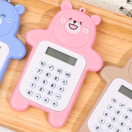 Miniatura 1 de Calculadora linda, calculadora portátil estilo oso de dibujos animados, calculadora de tamaño de bolsillo con botón de goma para escritorio, hogar,