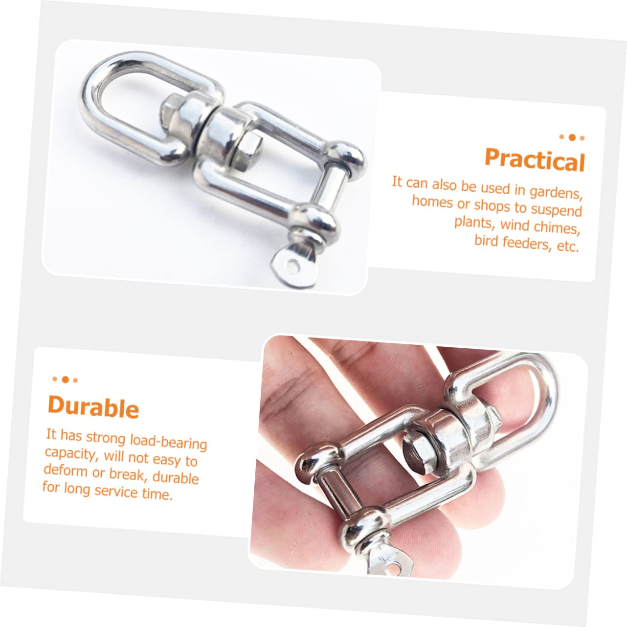 FELTECHELECTR 4 Pcs Stainless Steel Swivel Ring Eye to Eye Swivel Ring Swivel Eye Snap Shackle Marine Swivel Ring Swivel Hooks Heavy Duty Hook Swivel Eye Ring 304 Stainless Steel Silver