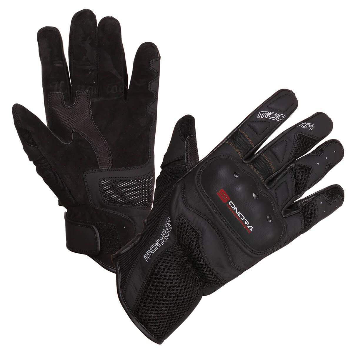 Modeka Guantes de moto Sonora para verano, negro/rojo, L10
