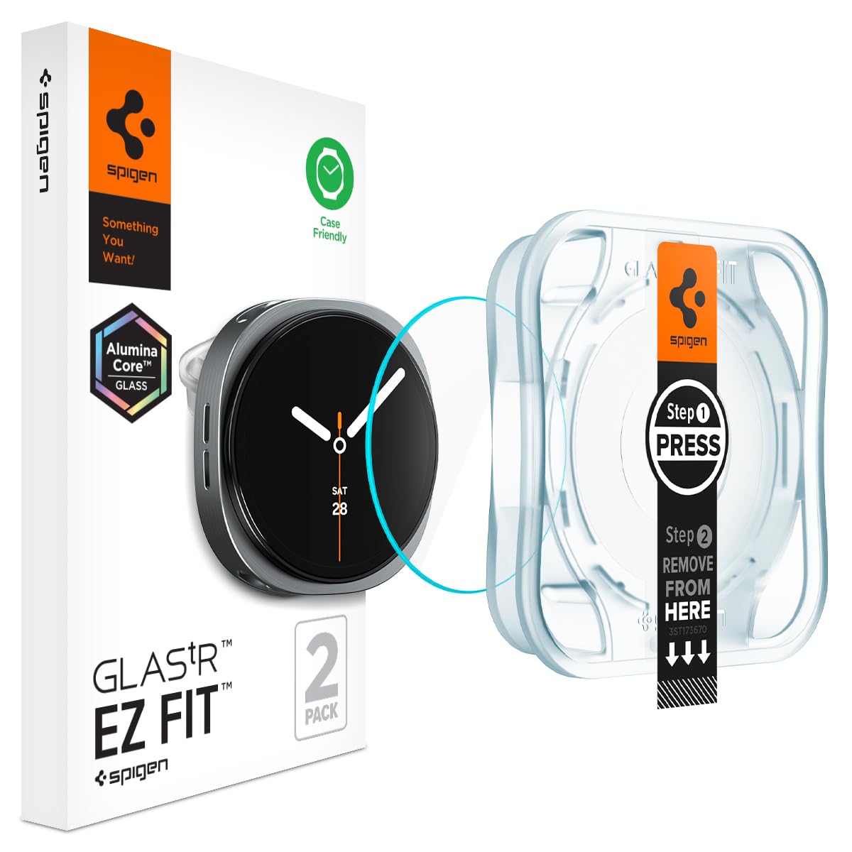 Spigen EZ Fit Tempered Glass for Galaxy Watch 9/8 (40mm) [2P]