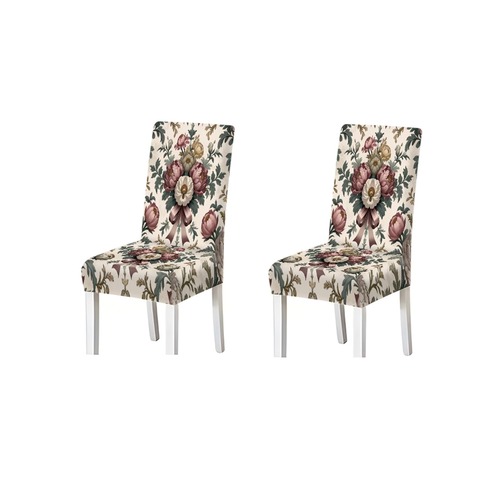 KXUAUV Vintage Peony Damask Floral Print Stretch Dining Chair Covers, For Home Kitchen Dining Room Party, 2/4/6 PCS Seat Protectors for Restaurant Hotel Party(2PCS Chair cover)