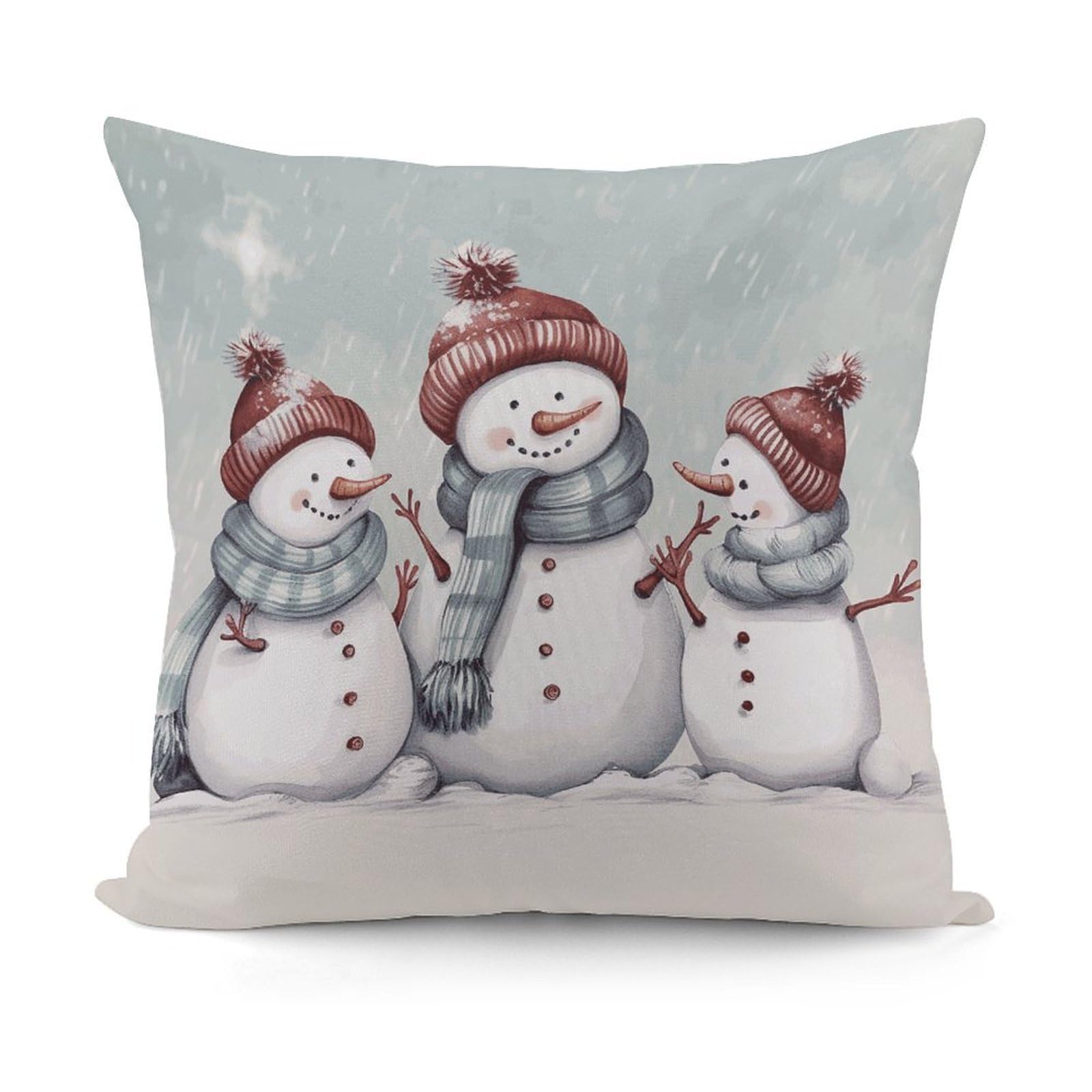 VstaDank Winter Snowman Throw Pillow Covers 18x18 Inch Soft Couch Home Decor Cushion Cover Comfortable Plush Square Cushion Case Farmhouse Decorative Pillowcase for Living Couch