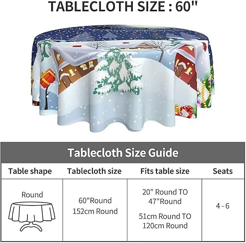 Miniatura 4 de BETGINY Mantel de Navidad Mantel redondo de 60 pulgadas con diseño de muñeco de nieve azul con diseño de muñeco de nieve y árbol de Navidad, Papá