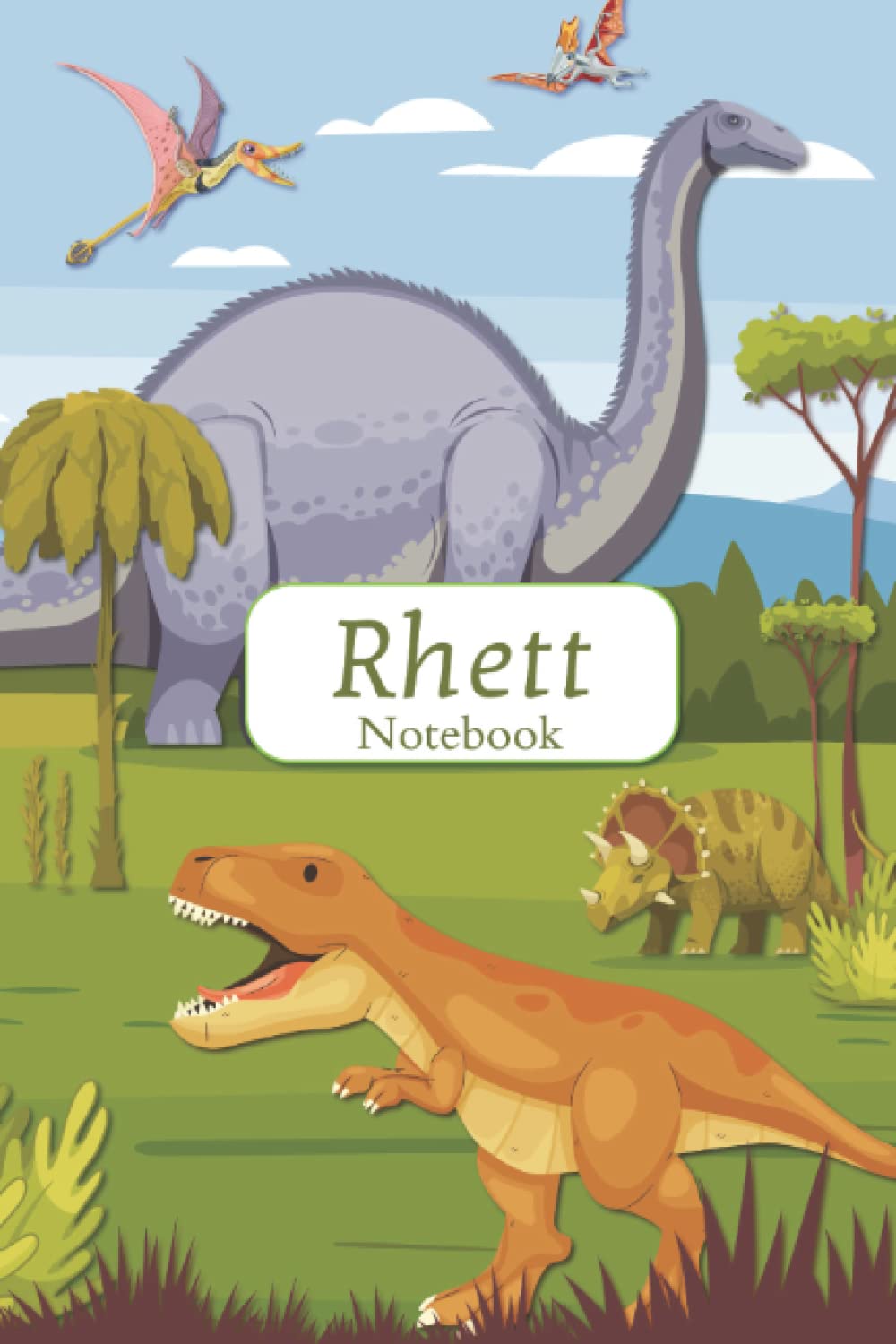 Rhett notebook: Lined Notebook with Personalized Name Rhett: Kids Jurassic Notebooks - Dinosaur Era notebook for Boy, School gifts(art-1): Rhett ...