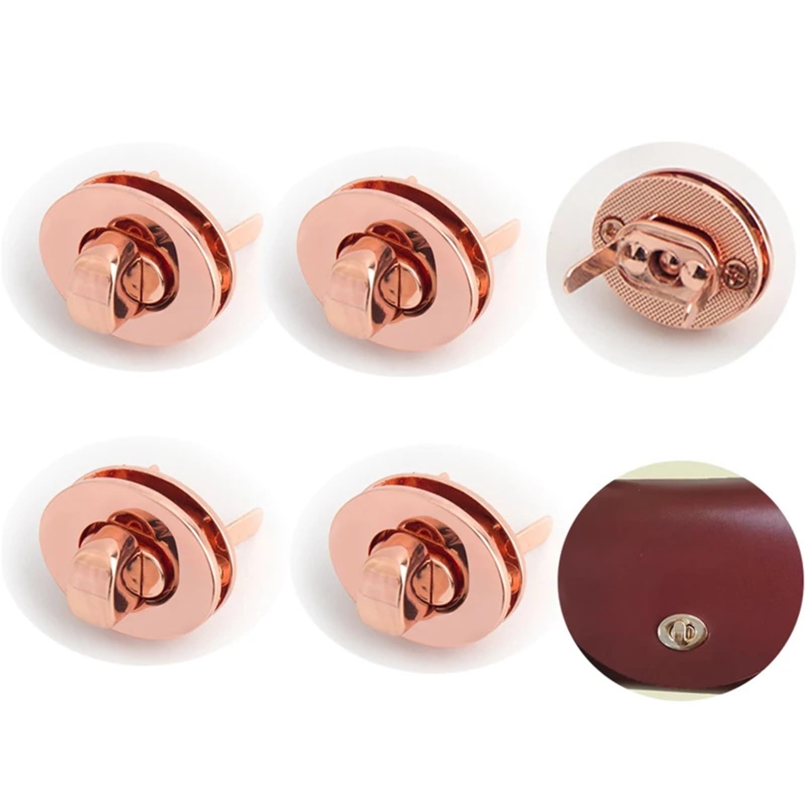 Skręć zamek, zamknij portfel, Zapięcia do torebek, metalowe, w kolorze różowego złota, prostokątne, opakowanie 10 sztuk, 28 mm i 48 mm, wiele stylów(Style 2)
