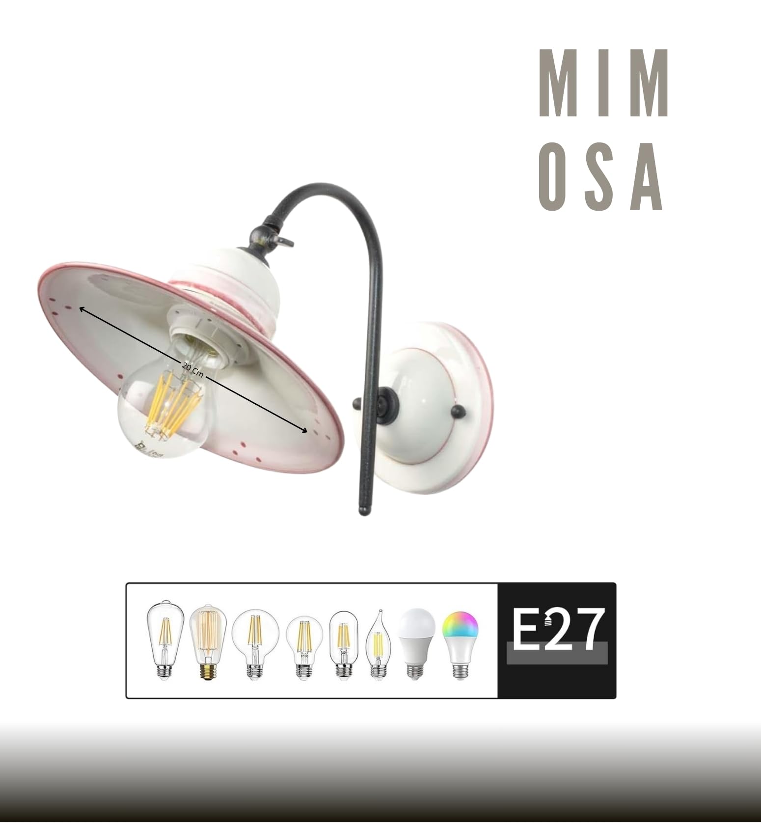 VANNI LAMPADARI Applique Parete Mimosa - Lampada Orientabile In Ceramica Decorata A Mano - Blu - Per Camera Da Letto, Bagno, Soggiorno - Made In Italy