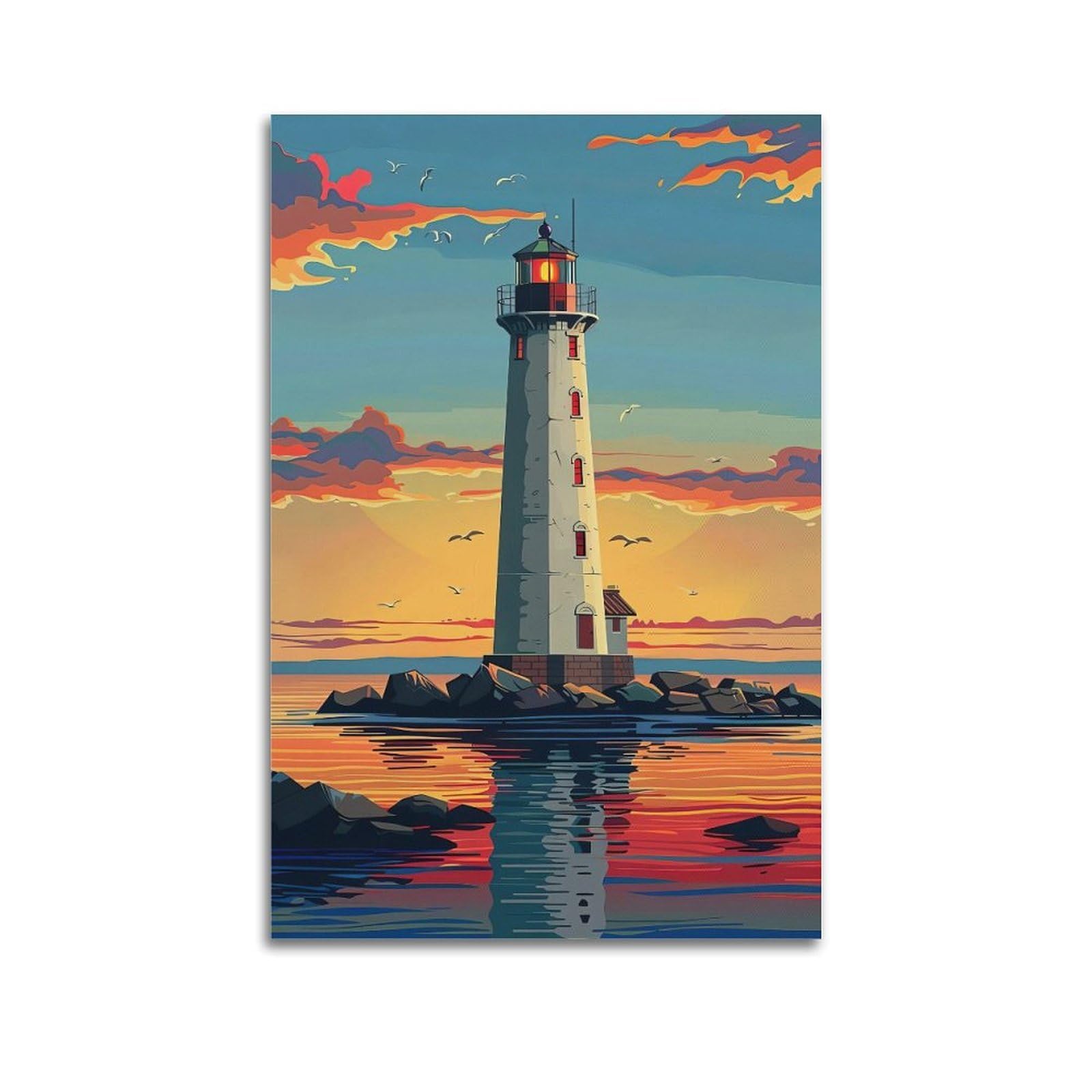 CXHJCA Lighthouse Poster Cosmic Enchantment Poster Decorative Painting Canvas Wall Posters And Art Picture Print Modern Family Bedroom Decor Posters 24x36inch(60x90cm)