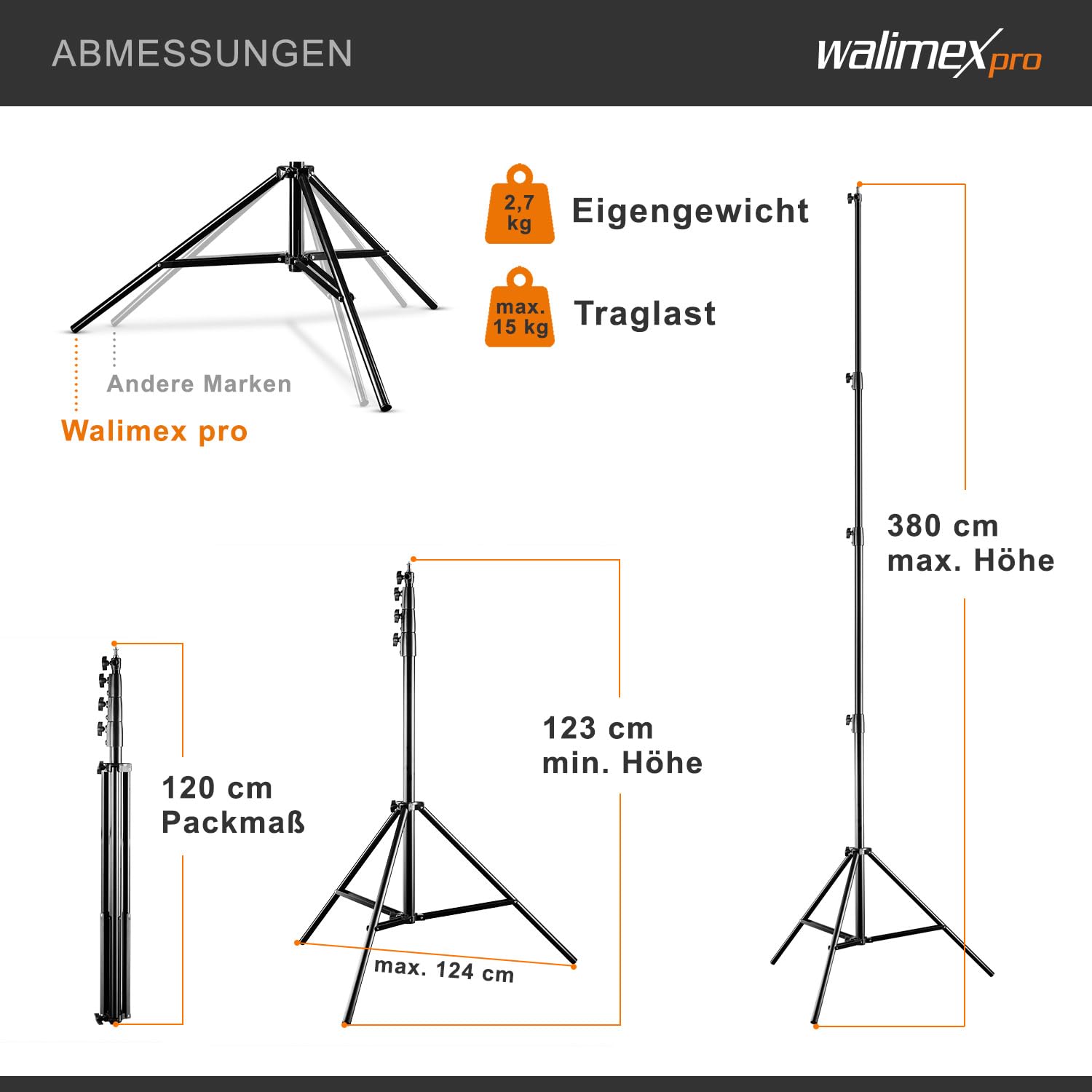 Walimex pro AIR 380 Deluxe Statyw do lamp 380cm Zestaw 2