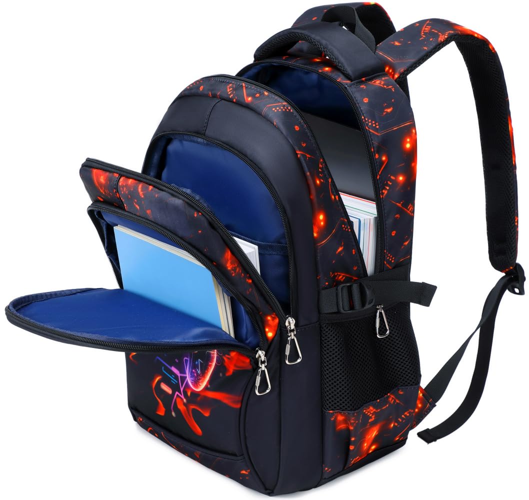 Schulrucksack Jungen Teenager Rucksäcke Kinder Schulranzen Grundschule Mittel Buchtasche Große Wasserfest 18 Zoll Mittagstasche 3 Pcs