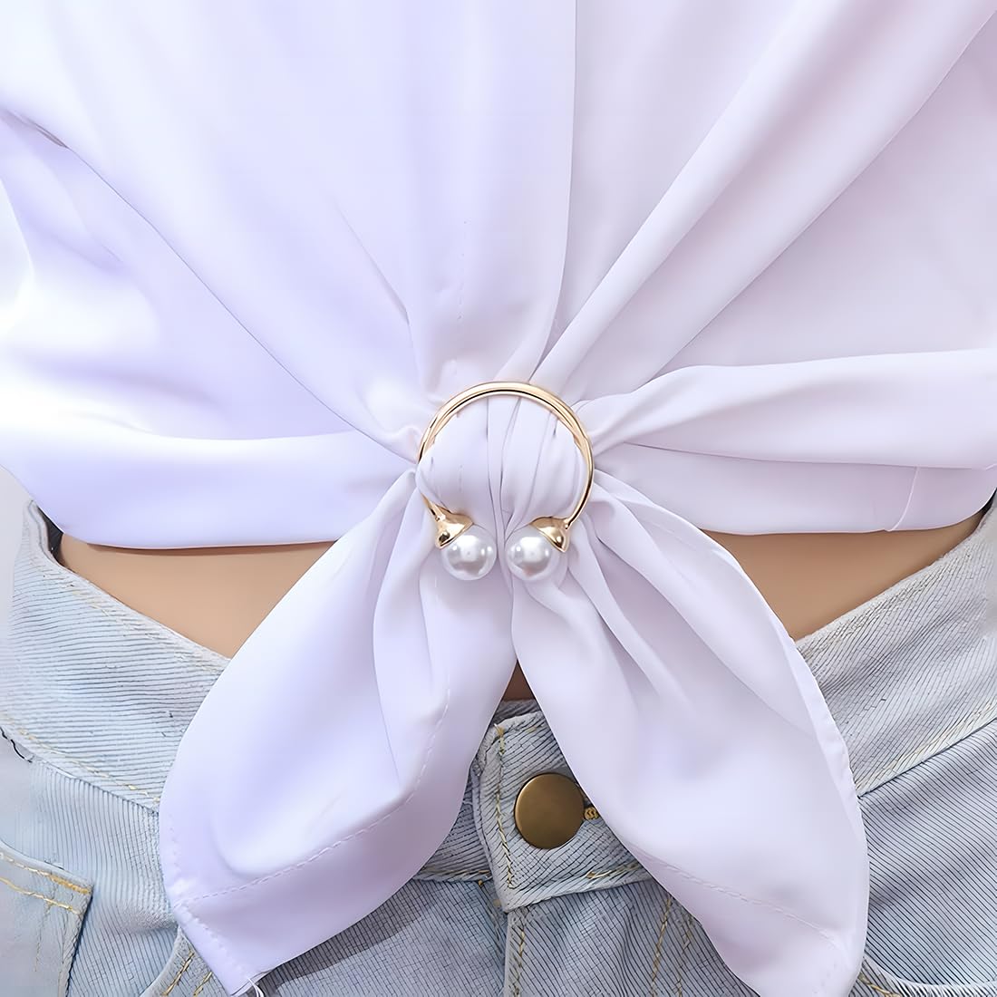 Sciarpa di seta Anello Clip T-Shirt Fermacravatta per le Donne Sciarpe Chiusura in Vita Fibbia Moda Anello in Metallo per Camicie Abbigliamento Decor, Metallo