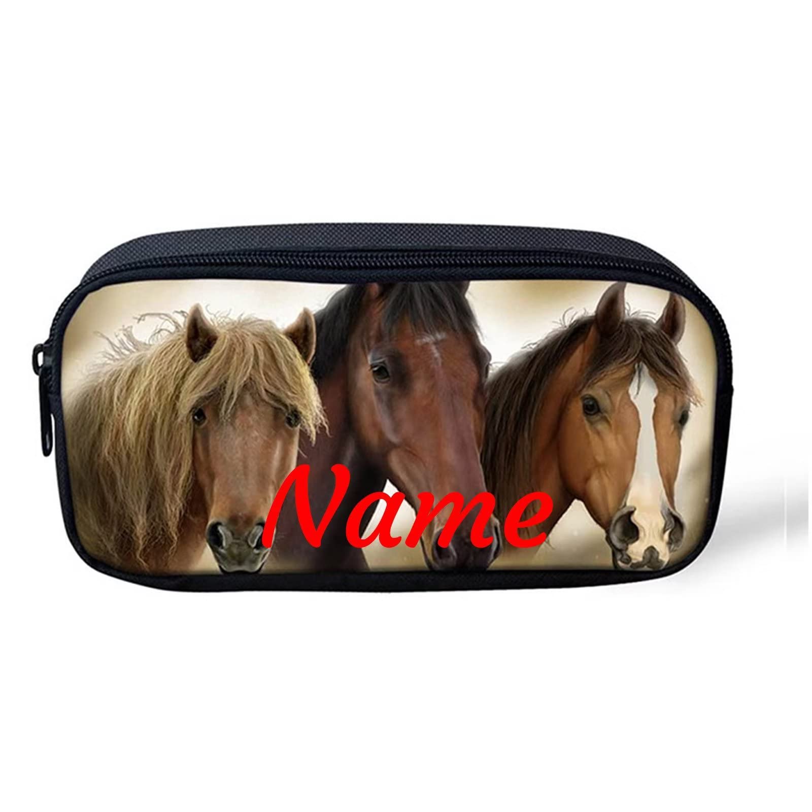 Belidome Horse Pencil Case Bag with Name Primary Kids Pen Box Soft Durable