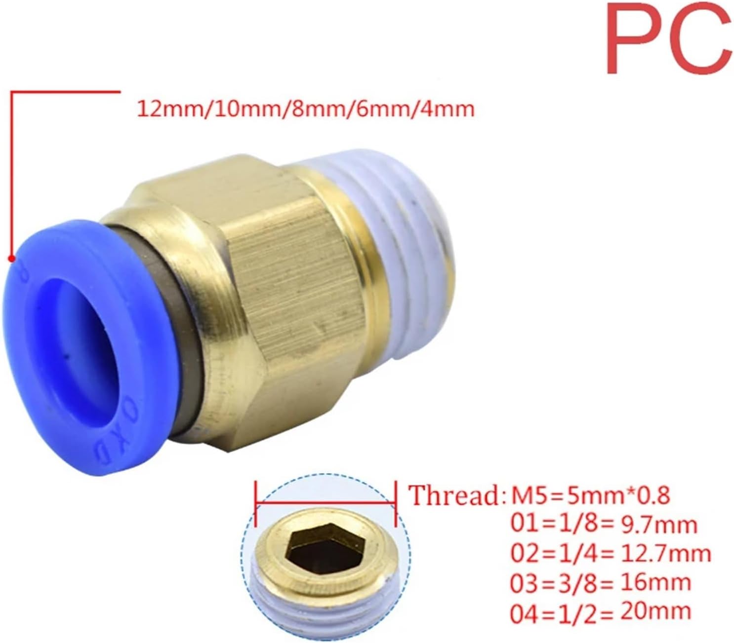 Pneumatic PC PCF PL PLF Pneumatic connector 4mm-12mm fitting thread 1/8" 1/4" 3/8" 1/2" air Thread Female Straight Air Fitting(12-04,PB)