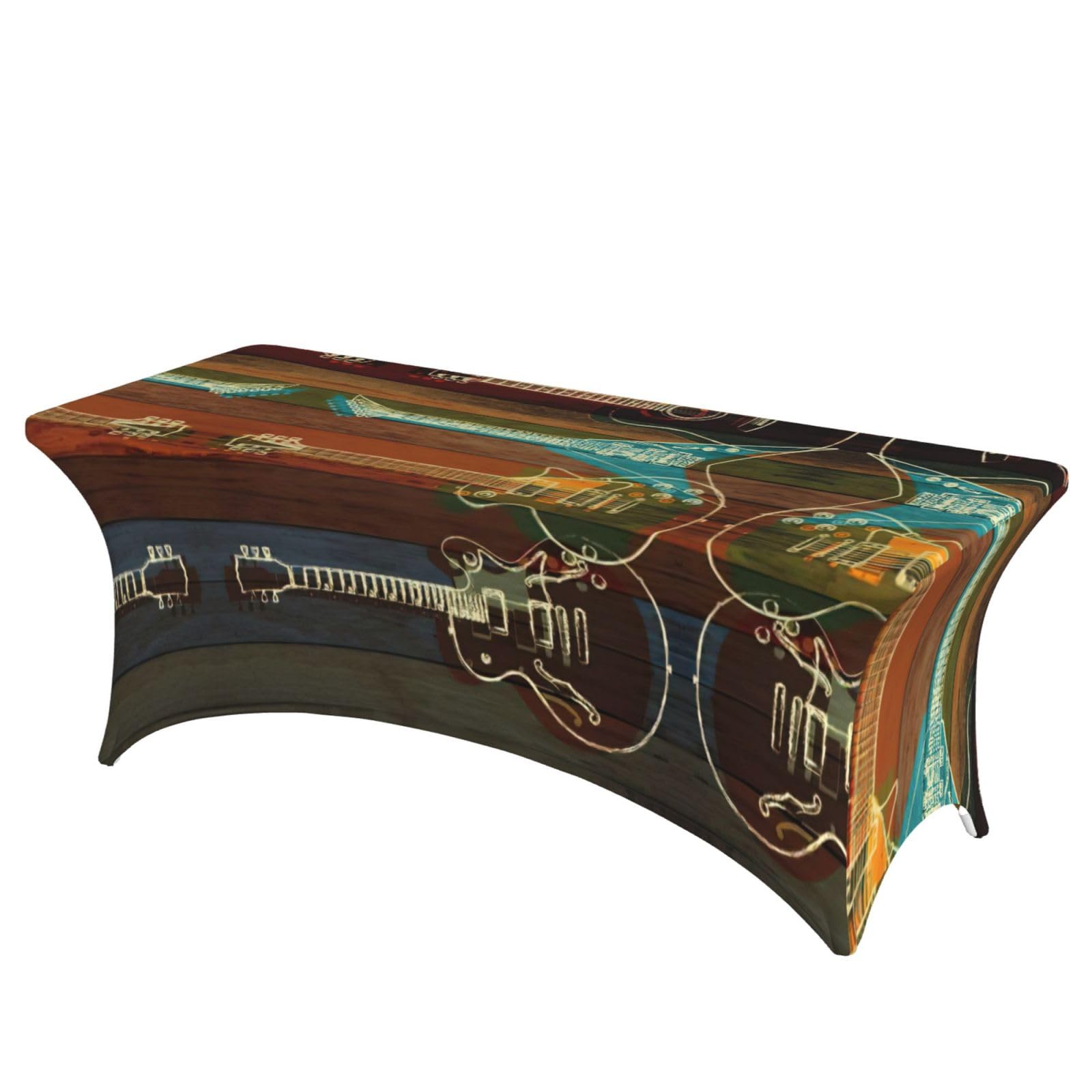 Nappe de table extensible anti-plis élasthanne 1,8m impression guitare fête