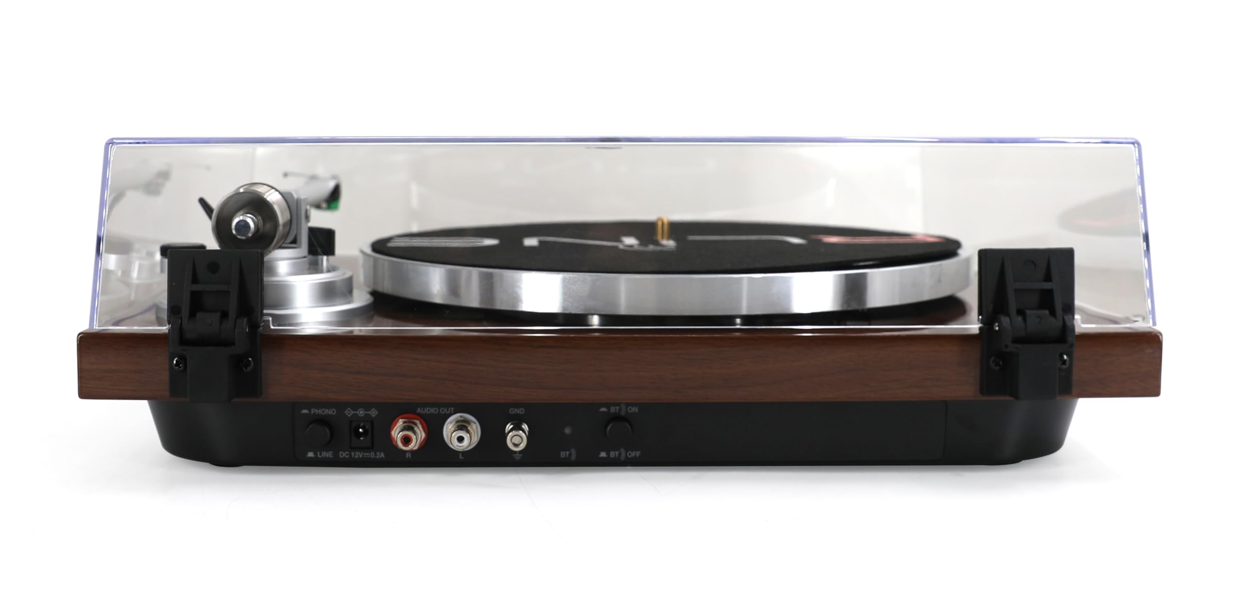RLINE - Giradischi Vinili Bluetooth Noce Lucido, Lettore Vinili 33 e 45 Giri, Piatto 12" in Alluminio Pressofuso, Cartuccia Magnetica VM-95E, Pre-amplificatore Attivabile, Funzione Anti-Skating