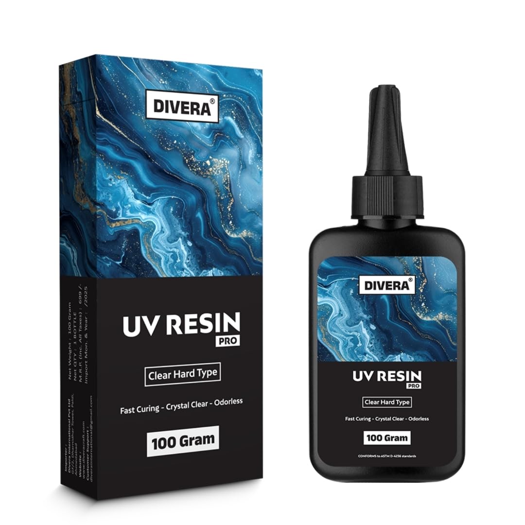 UV Resin Pro 100g Crystal Clear, Odorless, Fast Curing UV Resin for Jewelry Making, Art & Craft, DIY Crafts & Polymer Clay | Bubble-Free Ready-to-Use Resin for DIY Projects (Pack Of 1) (100g)-image-44