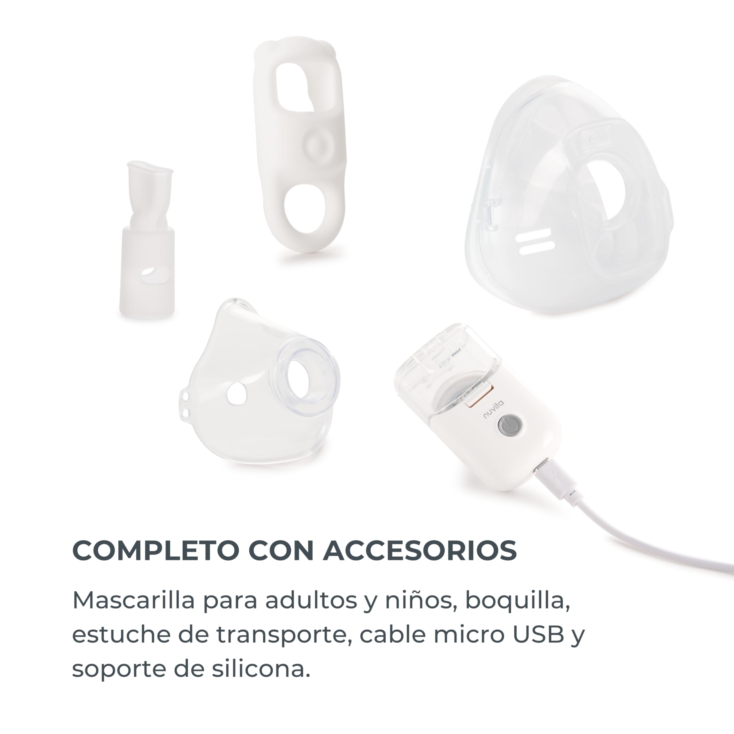 Aerosol Nuvita 5078 Wearable MESH - Manos libres, ligero, silencioso, autolimpiable con batería recargable