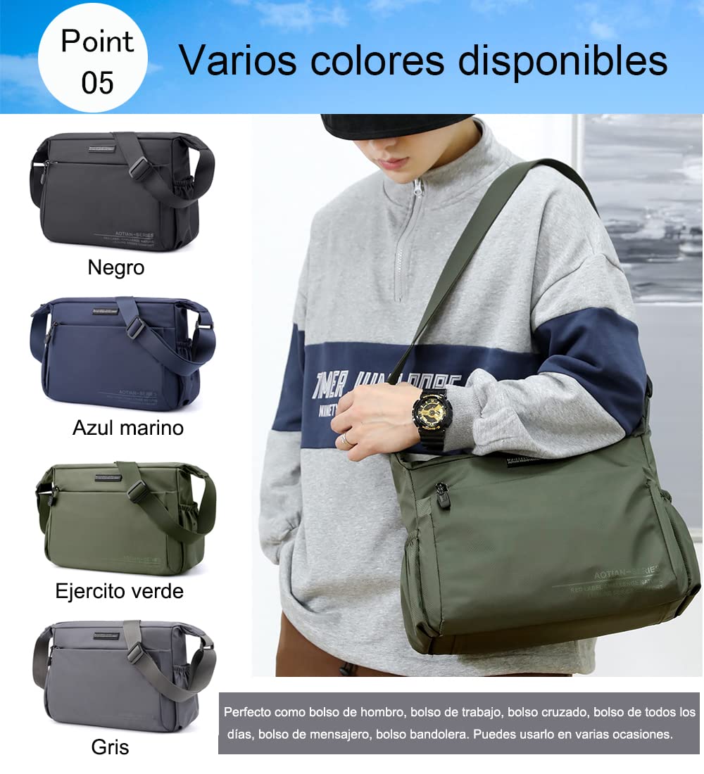 zhongningyifeng Bolso bandolera de nailon para hombre, impermeable, ligero, para viajes, trabajo al aire libre