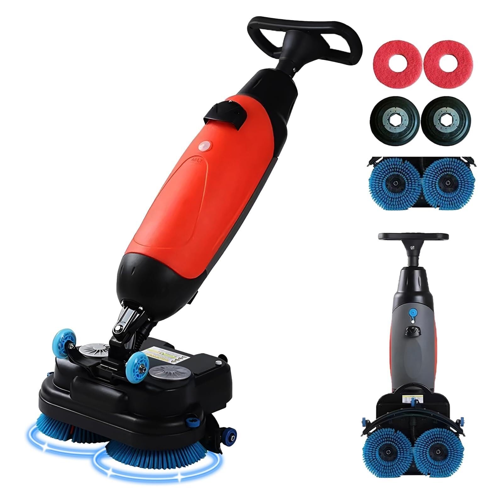 Mini Lavapavimenti Automatica Con Larghezza Di Pulizia Da 17" Alimentata A Batteria Con Autonomia Di 90 Minuti E 240 Giri/min For Uffici Vendita Al Dettaglio Piccoli Spazi Commerciali
