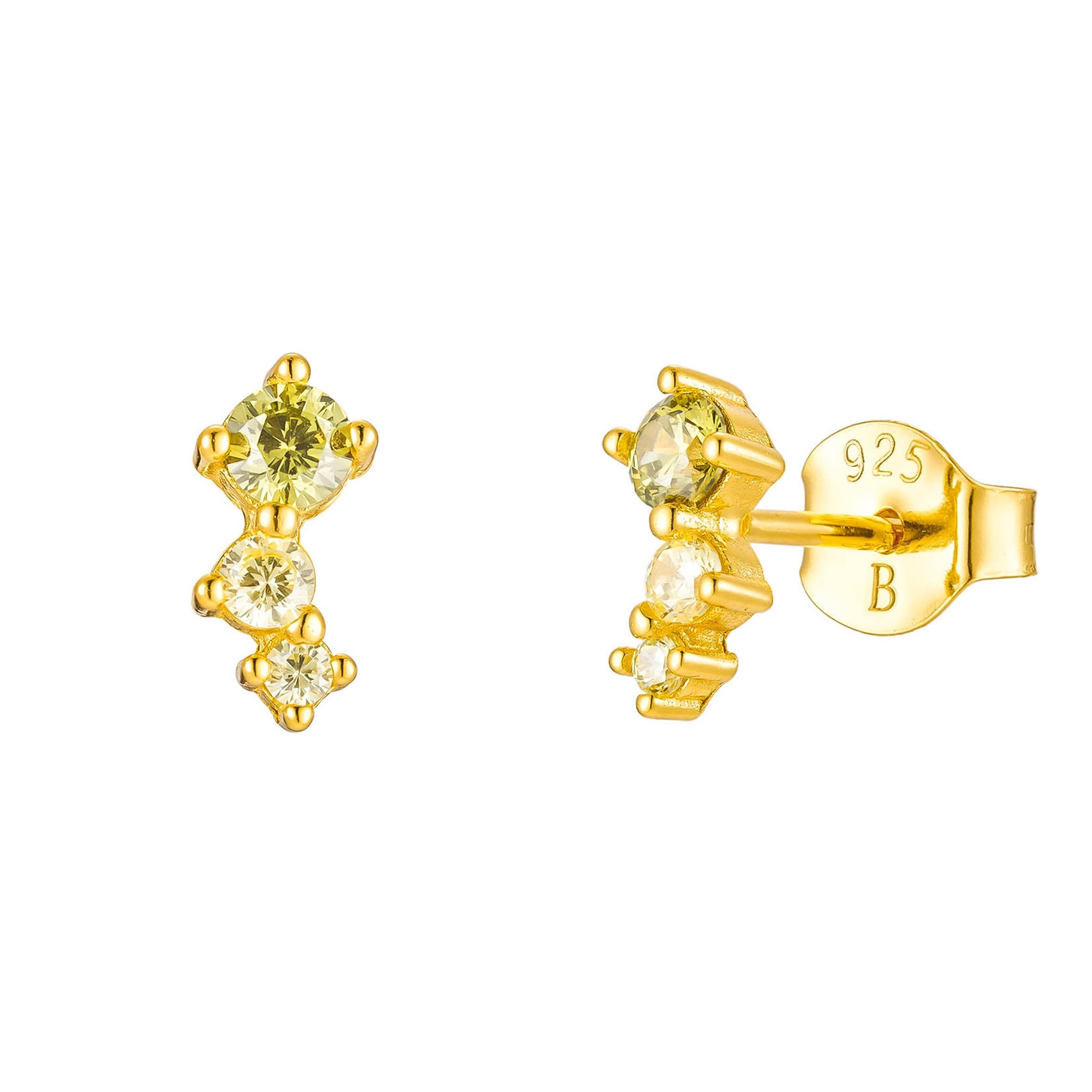 Brandlinger ® Ohrstecker Silber 925 mit Stein bunt. Schmuck Damen vergoldet mit 18 Karat (Silber und Gold) für Frauen und Mädchen. Größe der funkelnden Ohrstecker: 5,8mm