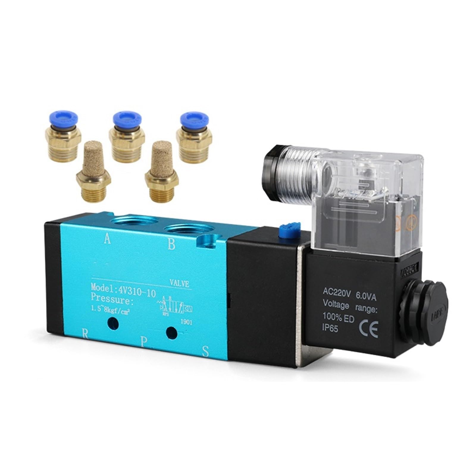 Électrovanne pneumatique 5 ports haute précision à commande électrique 12V et raccord 6mm