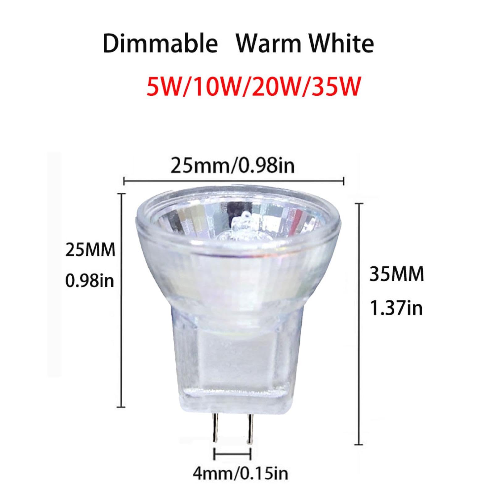 6PC 12V 5W MR8 Halogen Glühbirne MR8 10W 12V Halogen Wide Flood Lampe Glühbirne Niederspannungslampe Dimmbar 12V-20W