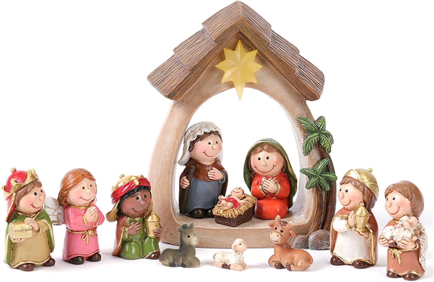 ESSECMBS Light Up Christmas Nativity Scene Silhouette Holy Family