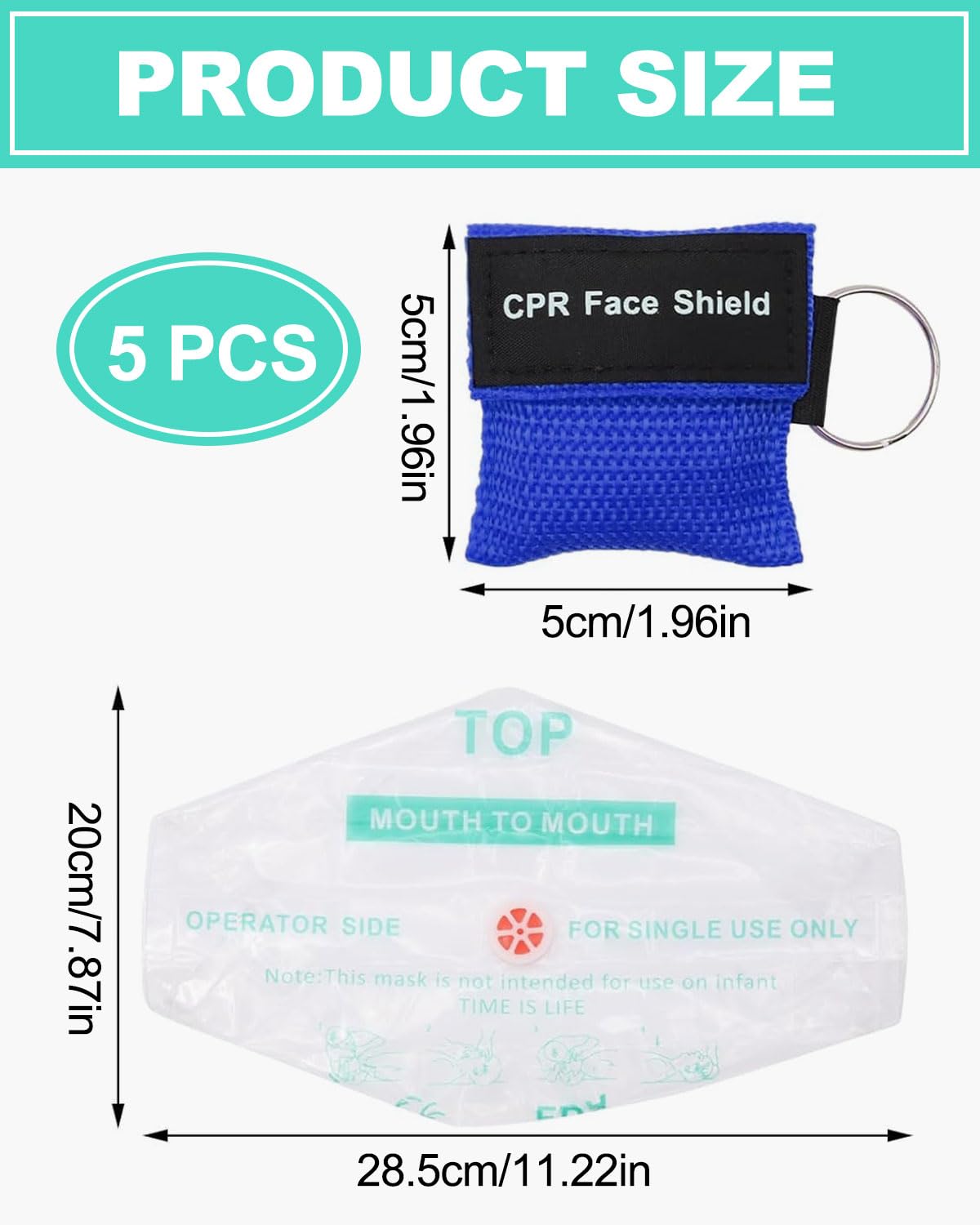 5 Pcs Pocket Mask Primo Soccorso Face Mask Maschere Cpr Con Anello Portachiavi Con Barriera Di Respirazione A Valvola A Senso Unico Maschere Respiratore Cpr Face Shield