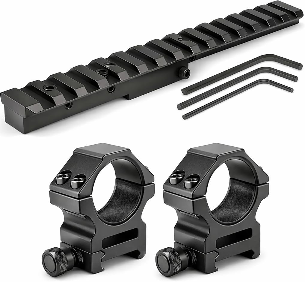 GOTICAL Combo of 1X25 RED and Green Adjustable 5 MOA DOT Sight Scope with Weaver Picatinny Rings & 16 Slot Picatinny Rail Scope Mount