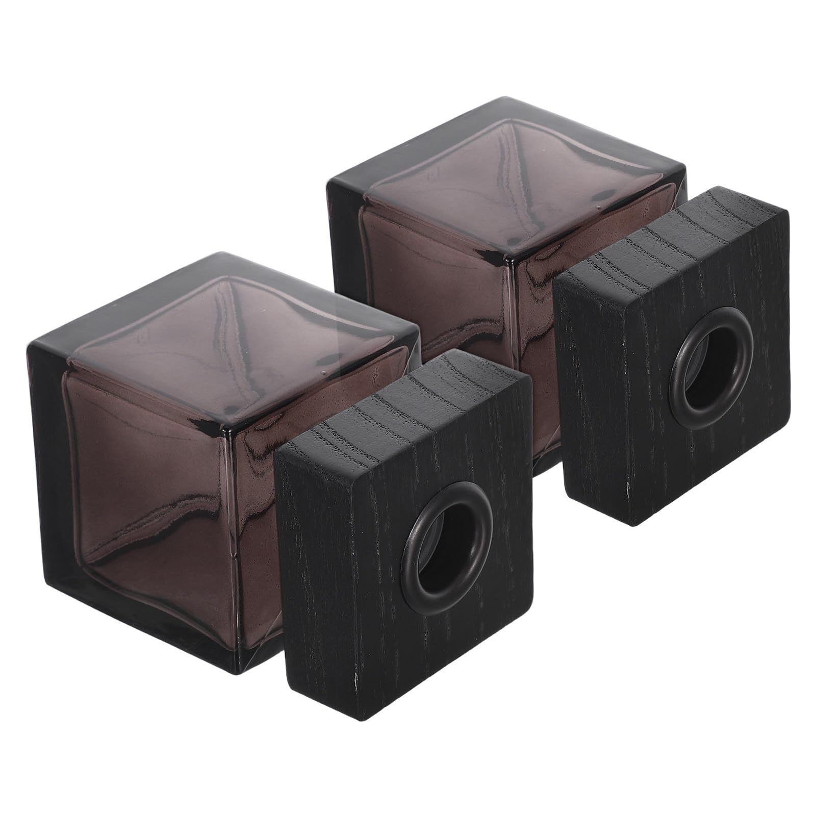 jojofuny Flaconi Diffusori in Vetro Quadrati da 100 Ml con Coperchio in Legno Set da 2 per Oli Essenziali Diffusore di Fragranze Ricaricabile per Casa Auto e Camera da Letto Accessori