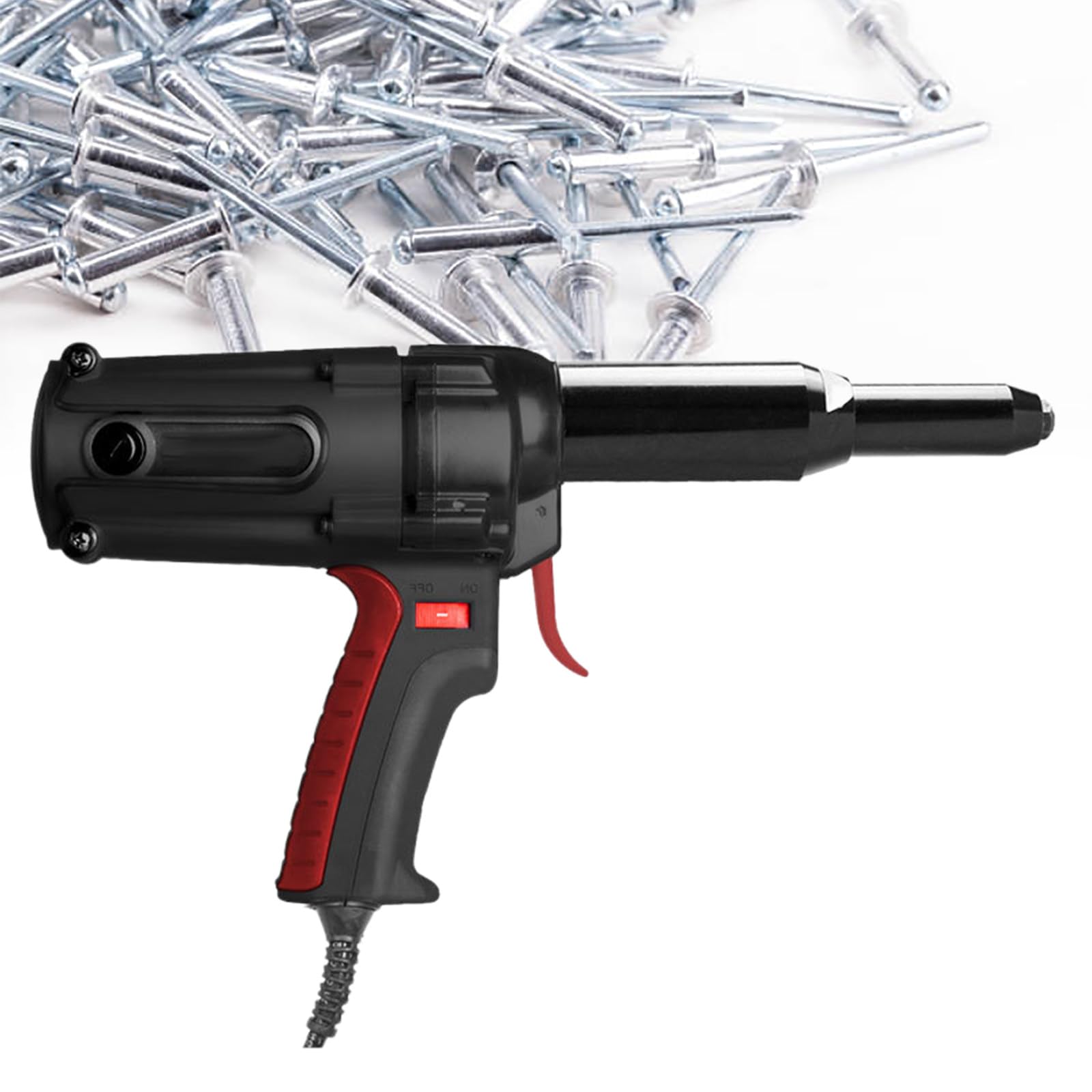 Remachadora con Cable, Kit Profesional de Remachadora Automática Eléctrica de 220 V y 600 W, Compatible con Remaches de 5/32"(4 mm) a 1/4"(6,4 mm)