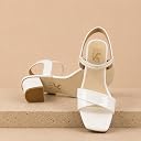 SIA Steps Women's Block Heel Sandals, Open Toe Mid Heel Sandals with Stretchable Back Strap, Lightweight and Comfortable Footwear (White, UK Footwear Size System, Adult, Women, Numeric, Medium, 4) gallery image