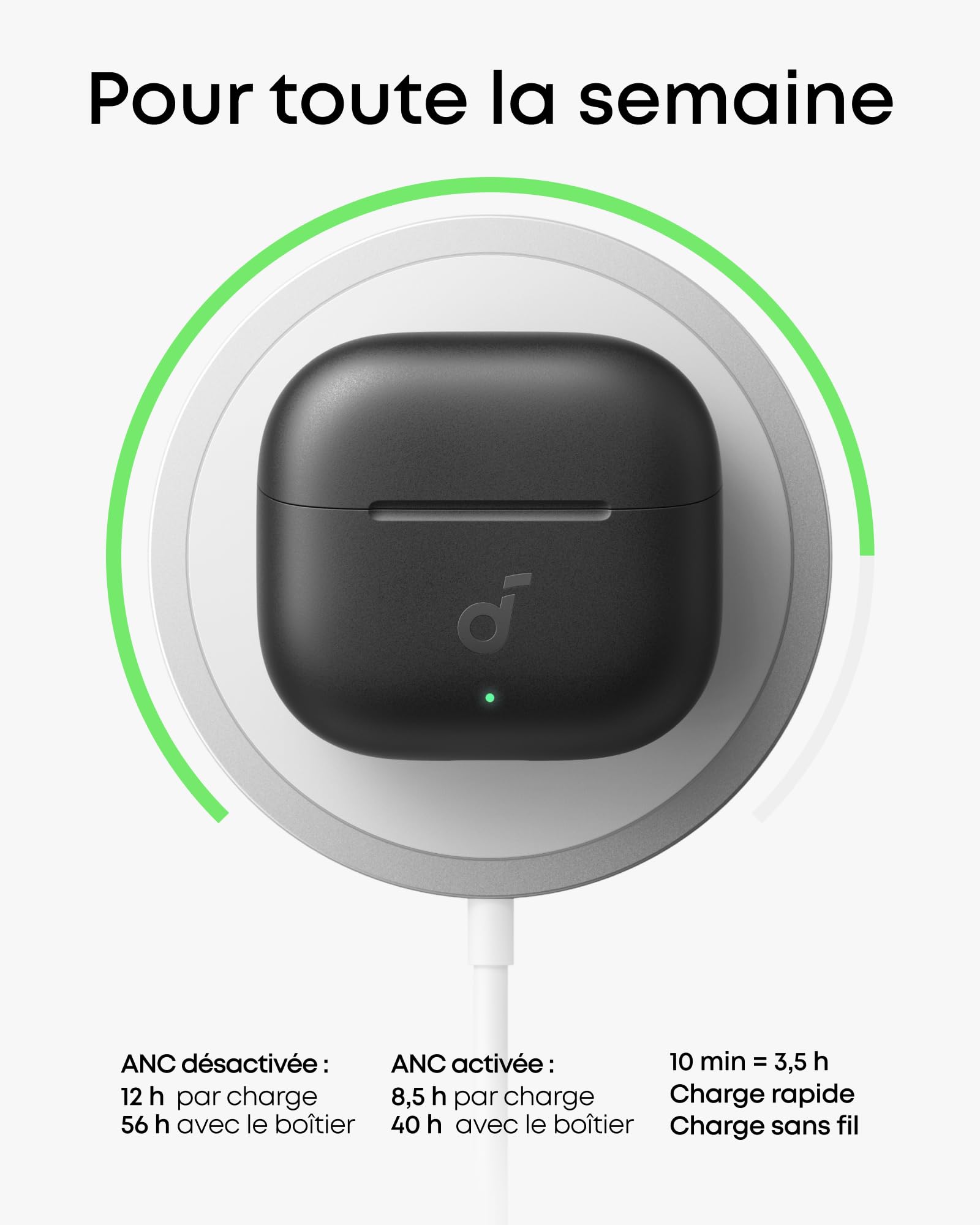 Soundcore Anker P42i écouteurs Bluetooth sans Fil avec ANC adaptative | Audio Hi-Res avec LDAC, mode Naturel pour les concerts et événements live, autonomie 56 h, appels IA 6 micros, sans fil, IP55