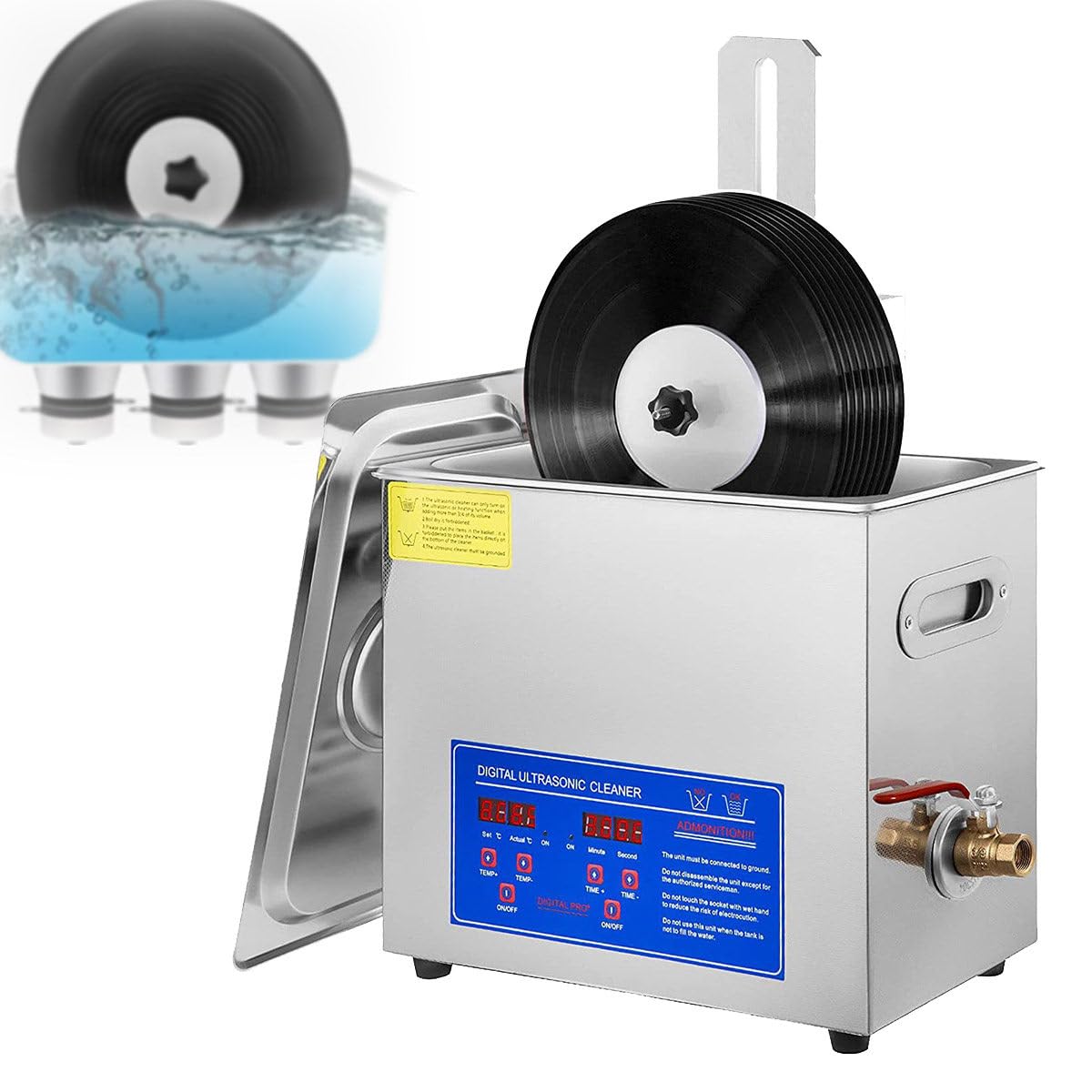 Pulitori Per Disco In Vinile Ad Ultrasuoni, Pulitore Di Dischi In Vinile Ad Ultrasuoni, Pulizia Di Disco In Vinile Ad Ultrasuoni, 8 Pezzi Alla Volta Con Griglia Per Asciugatura, Pulizia Profonda