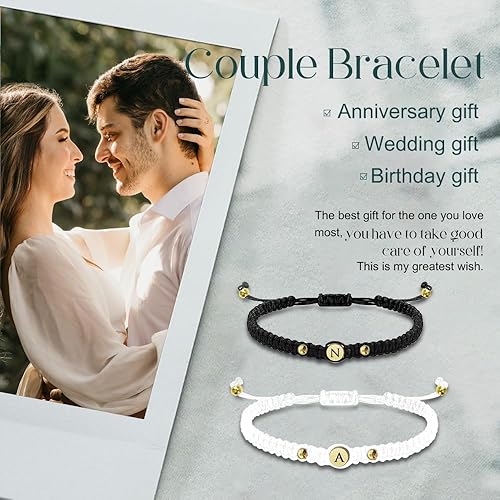 Miniatura 3 de Pulseras personalizadas para pareja con nombre grabado personalizado a juego pulseras para parejas para él y ella, pulsera de relación personalizada